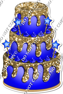 Blue Cake, Gold Dollops & Drip