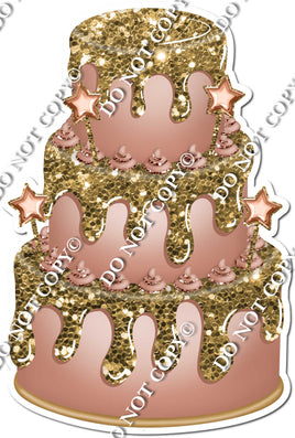 Rose Gold Cake & Dollops, Gold Drip