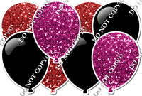 Hot Pink & Red Sparkle & Flat Black Horizontal Balloon Panel