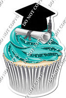 Teal - Blank Graduation Cap Cupcake