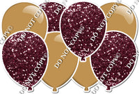 Burgundy Sparkle & Flat Gold Horizontal Balloon Panel