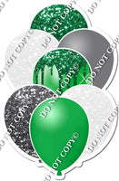 Green, Silver, White, Balloon Bundle