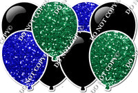 Green & Blue Sparkle & Flat Black Horizontal Balloon Panel