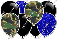 Blue Sparkle, Camo, & Flat Black Horizontal Balloon Panel