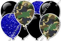 Blue Sparkle, Camo, & Flat Black Horizontal Balloon Panel