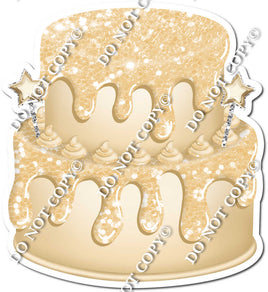 2 Tier Champagne Cake, Champagne Dollops & Drip