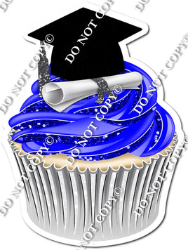 Blue - Blank Graduation Cap Cupcake