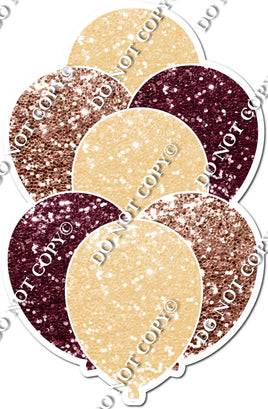 Sparkle Champagne, Rose Gold, Burgundy Ballooon Bundle