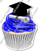 Blue - Blank Graduation Cap Cupcake