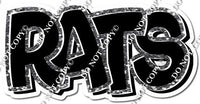 Split BB Font - Flat Black & Silver Sparkle Cong Rats Statement w/ Variants