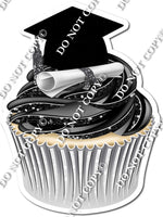 Black - Blank Graduation Cap Cupcake
