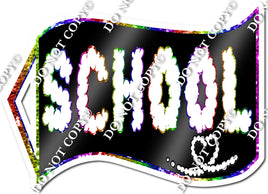 Back to School - School - Black & Rainbow Outline