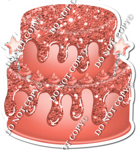 2 Tier Coral Cake, Coral Dollops & Drip