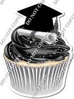 Black - Blank Graduation Cap Cupcake