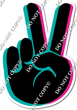 Flat Pink & Teal Silhouette Peace Sign w/ Variants