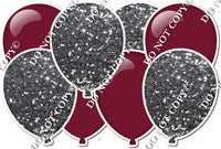 Silver Sparkle & Flat Burgundy Horizontal Balloon Panel