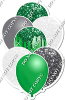 Green, Silver, White, Balloon Bundle