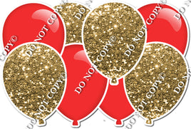 Gold Sparkle & Flat Red Balloon Panel