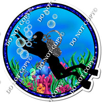 Circle Ocean Background - Male Scuba Diver w/ Variants