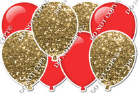 Gold Sparkle & Flat Red Balloon Panel