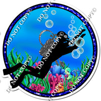 Circle Ocean Background - Male Scuba Diver w/ Variants