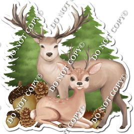 Deer & Baby Deer w/ Trees w/ Variants