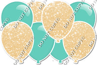 Champagne Sparkle & Flat Mint Horizontal Balloon Panel