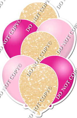 Flat & Sparkle Champagne, Hot Pink, Baby Pink Balloon Bundle