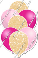 Flat & Sparkle Champagne, Hot Pink, Baby Pink Balloon Bundle