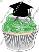 Lime - Blank Graduation Cap Cupcake