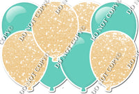 Champagne Sparkle & Flat Mint Horizontal Balloon Panel