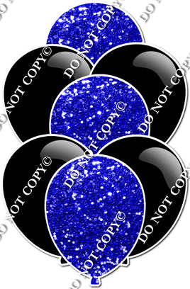 Flat Black & Blue Sparkle Balloon Bundle