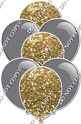 Flat Grey & Gold Sparkle Balloon Bundle
