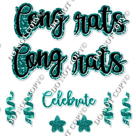 11 pc Teal Cursive - Congrats