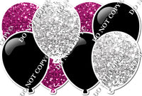 Light Silver & Hot Pink Sparkle & Flat Black Horizontal Balloon Panel