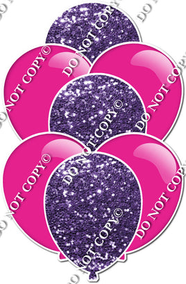 Flat Hot Pink & Purple Sparkle Balloon Bundle