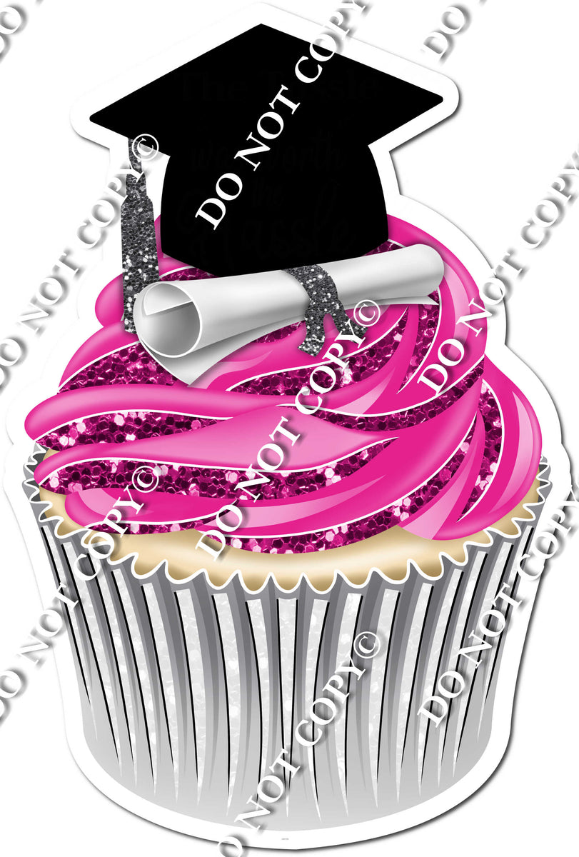 Hot Pink - Blank Graduation Cap Cupcake| Sign Swag USA
