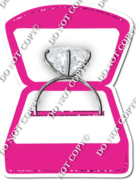 Flat Hot Pink Wedding Ring Box / Silver Ring w/ Variants