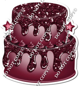 2 Tier Burgundy Cake, Burgundy Dollops & Drip