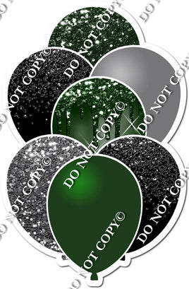 Hunter Green, Silver, Black Balloon Bundle
