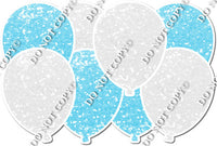 White & Baby Blue Sparkle - Horizontal Balloon Panel