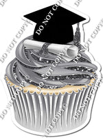 Silver - Blank Graduation Cap Cupcake