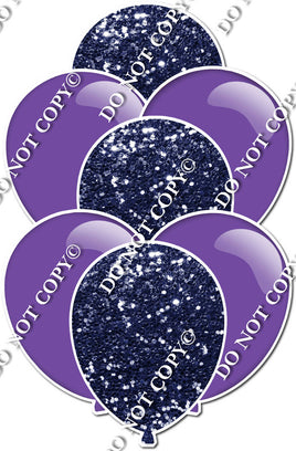 Flat Purple & Navy Blue Sparkle Balloon Bundle