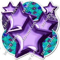 Mermaid - Foil Teal & Purple Balloon & Star Bundle