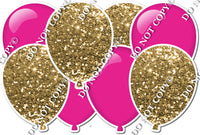 Gold Sparkle & Flat Hot Pink Horizontal Balloon Panel