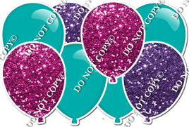 Hot Pink & Purple Sparkle & Flat Teal Horizontal Balloon Panel