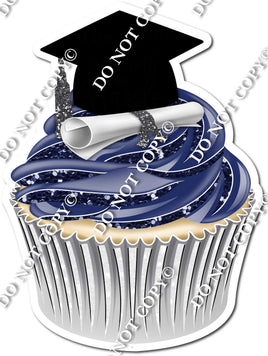 Navy Blue - Blank Graduation Cap Cupcake
