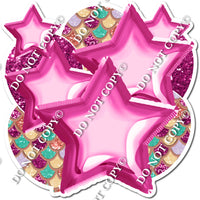 Mermaid - Foil Multi Color Balloon & Star Bundle