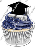 Navy Blue - Blank Graduation Cap Cupcake