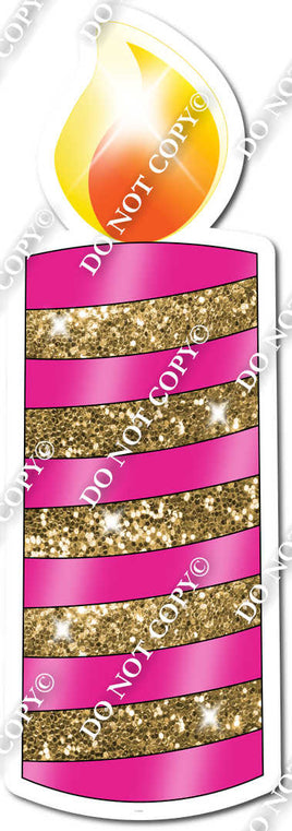 Hot Pink & Gold Candle Style 1 w/ Variant